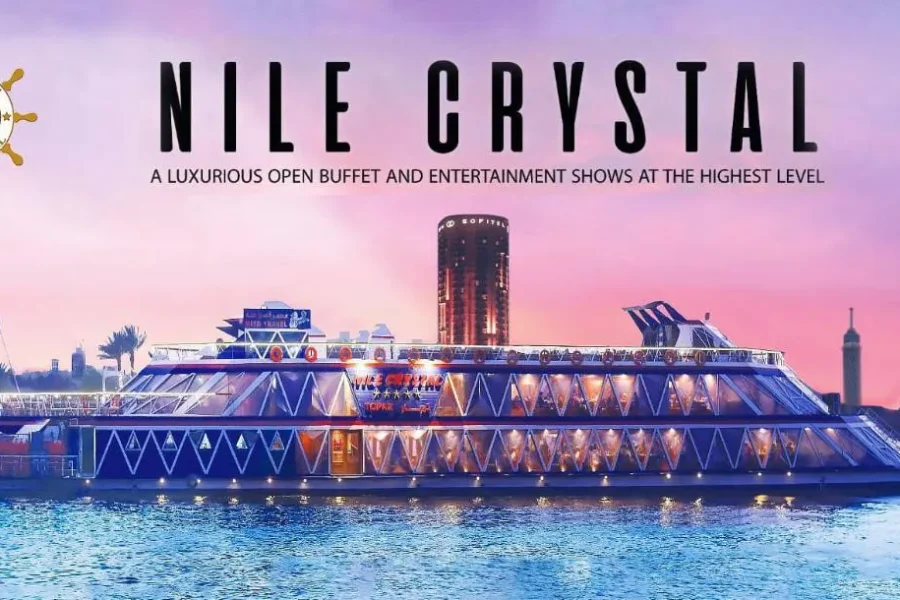 🌙 Nile Crystal Dinner Cruise with Belly Dancer Show  An Enchanting Night on the Nile with Music, Dance & Delicious Cuisine  Organized by Fuji Egypt Tour